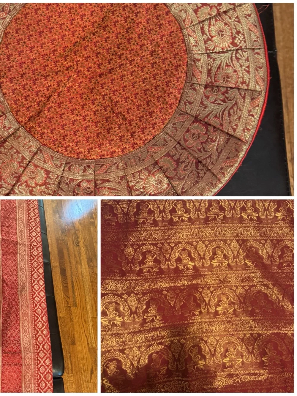 3-Piece Red Brocade Home Décor Set – Daybed Throw,Table Runner & Centerpiece Mat